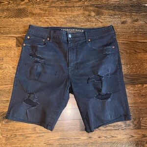 American Eagle Outfitters Men's Dark Distressed Jean Shorts